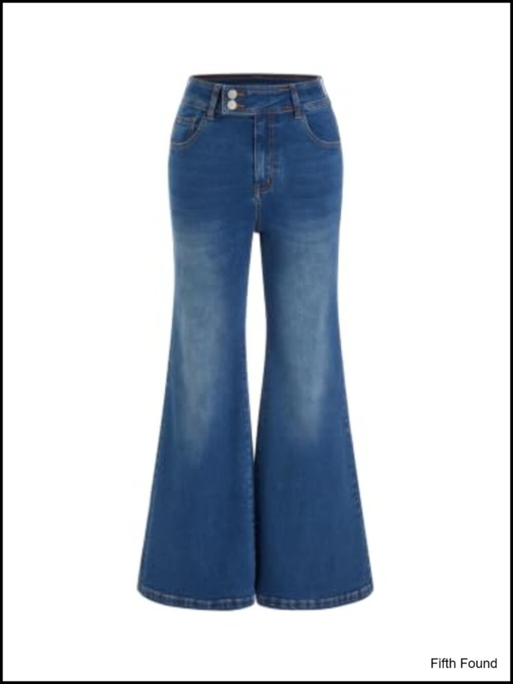 Women's Wide Leg Flare Pull On Jeans High Rise Stretchy Denim Pockets